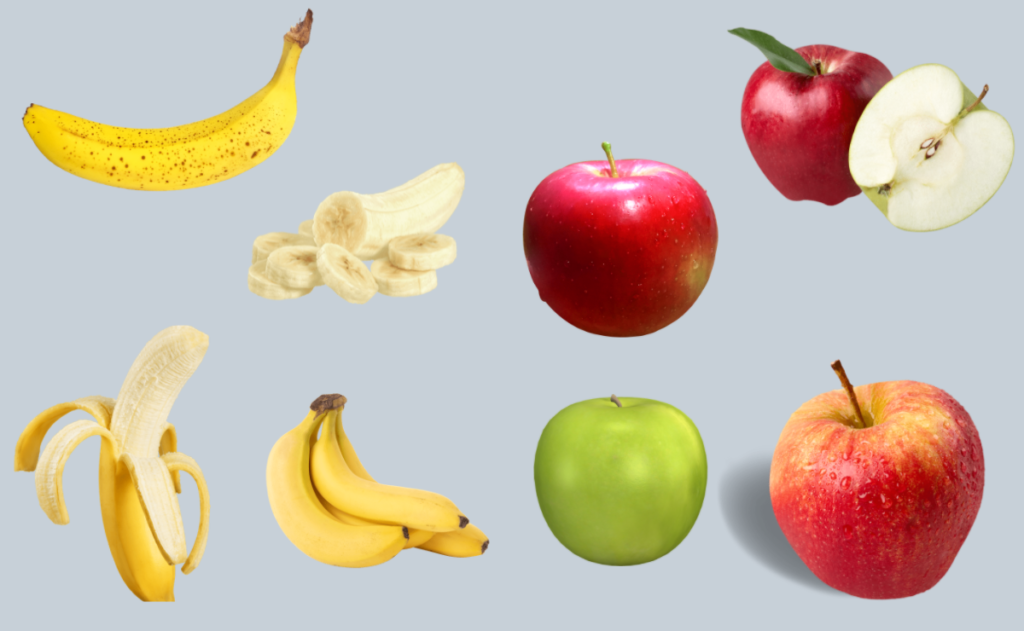 バナナとリンゴの画像